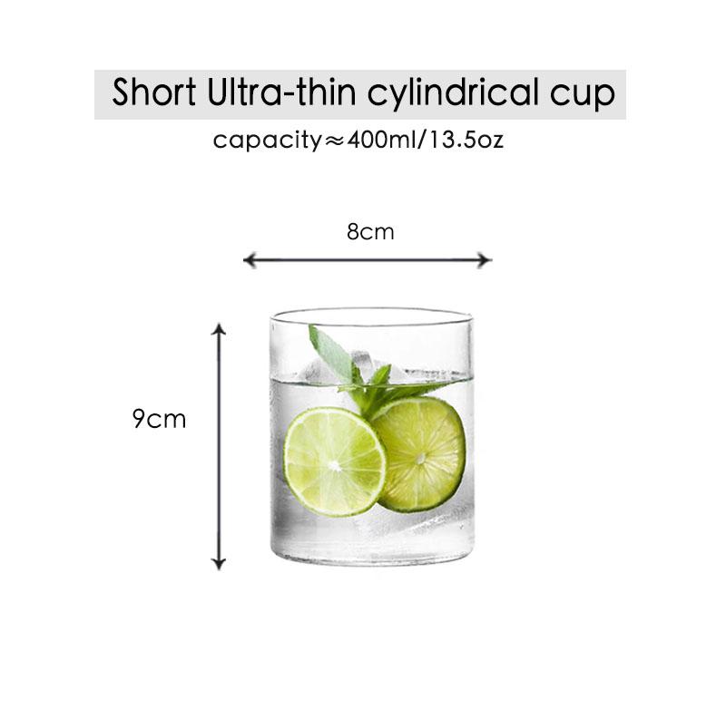 2-Piece Clear Glass Tumbler Set - Sleek Modern Cups for Water/Juice/Beverages, Dishwasher Safe Shatter-Resistant Glassware