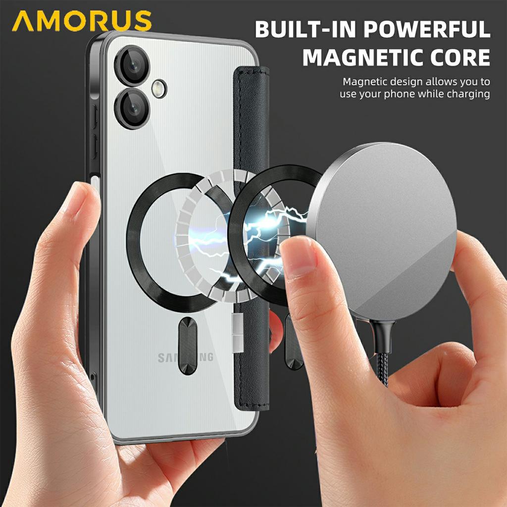 For Samsung Galaxy A06 4G Case Compatible with MagSafe RFID Blocking Card Holder Leather Phone Cover