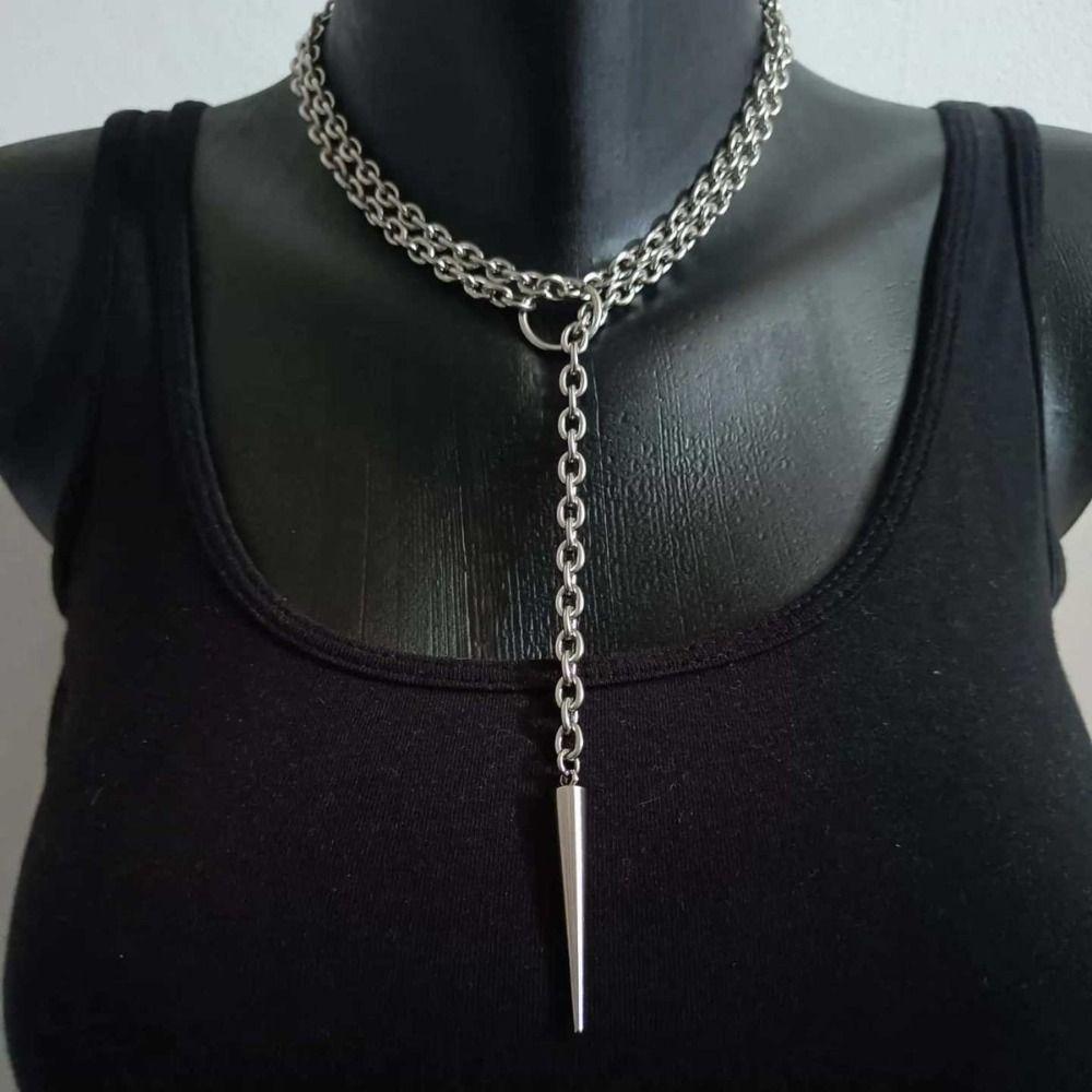 Personality Punk Stud Necklace Gothic Exaggeration Clavicle Chain Long Bat Pendant Necklace Jewelry