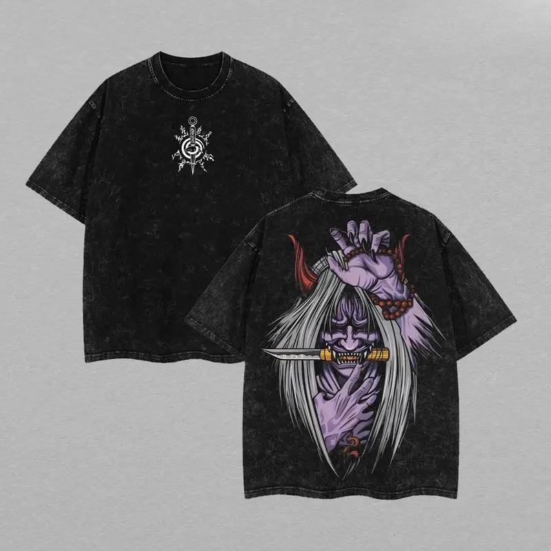 Anime NARUTO Jiraiya Graphic Print T-Shirt Men Women Streetwear Harajuku Fashion Vintage Washed Cotton Summer New Tee Loose Casual Oversized Top