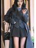 Miu-Style Dark Gray Wool Pleated Women's A-Line Skirt - 2025 New Thickened JK Style for Autumn/Winter