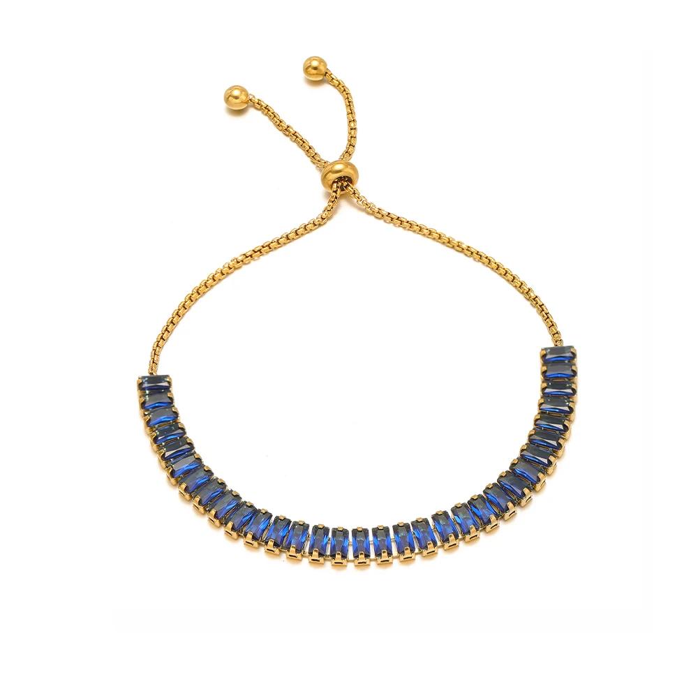 1pc AAA Cubic Zirconia Stone Bracelets Gold Color Stainless Steel Metal Chain Bracelet for Women Punk Hip Hop Jewelry Wholesale