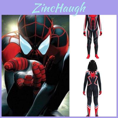 Black Spiderman Cosplay Costume Hooded Bodysuit Halloween Carnival Role Play For Kids And Adults