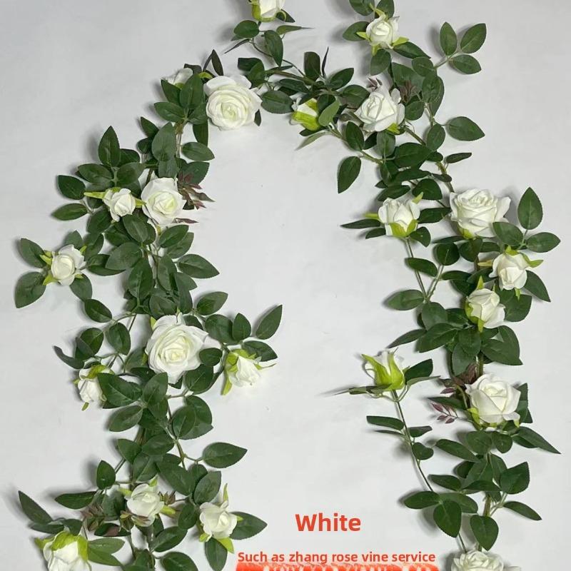 

Искусственная роза, пластиковый поддельный цветок чайной розы, плетеные колья из лозы, стиль ротанга, лесной стиль, украшение свадебного зала Ruyi белый