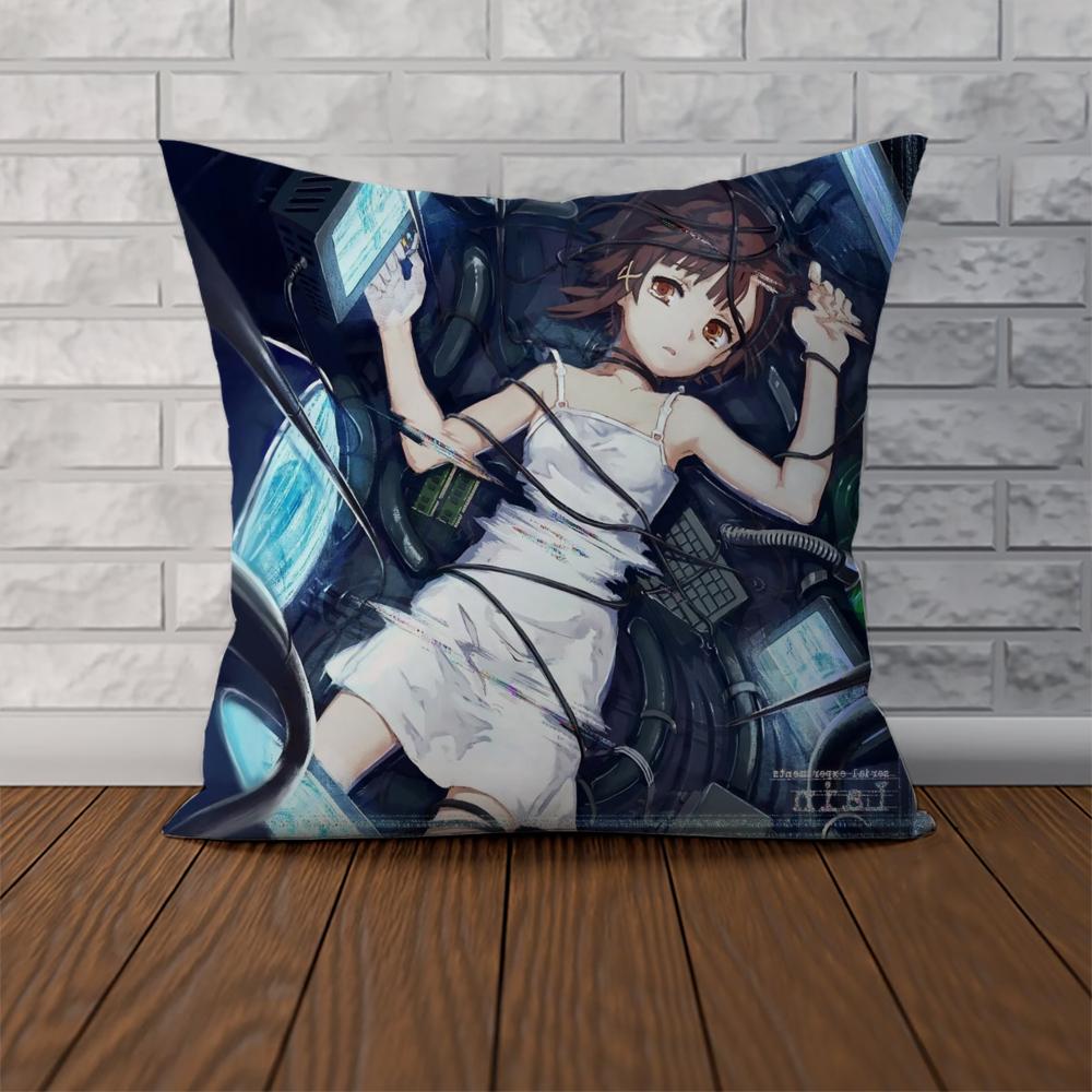Serial Experiments Lain Pillow Case For Car Sofa Decorative Home Doublesided Print Plush Square Throw Pillow Cushion Cover