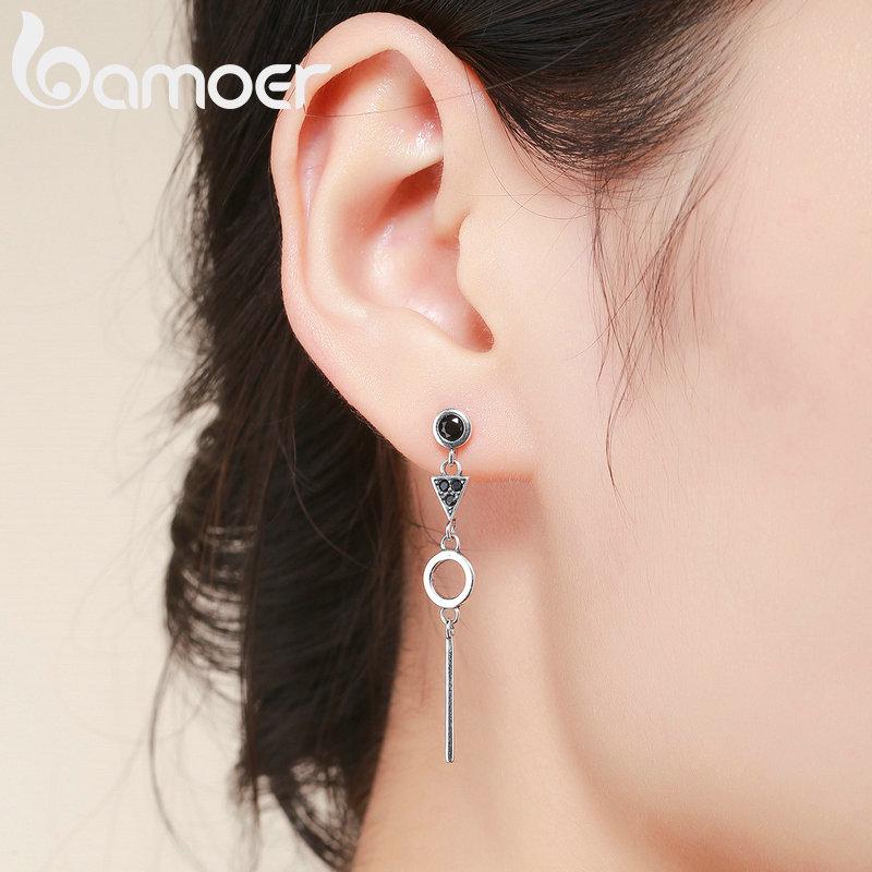 Orecchini Pendenti Luna E Nappa In Argento 925, Asimmetrici Con Zirconi, Gioielli Alla Moda Per Donna E Ragazza