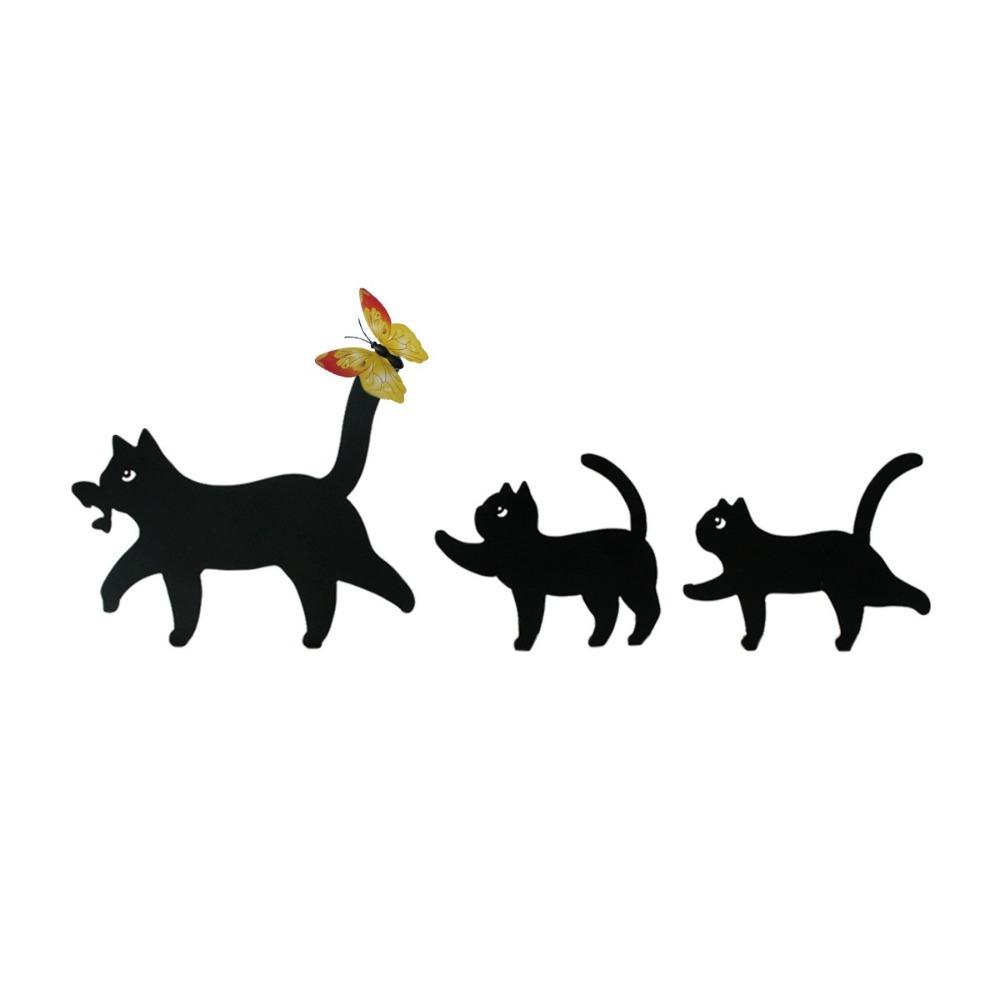 3Pcs Set Cute Cat Outdoor Statues Butterfly Decorative Animal Garden Ornaments  Home Decoration