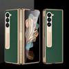 For Samsung Z Fold 7 Phone Case Electroplated Nappa Leather with HD Film Protective Cover Compatible for Samsung Z Fold 6 5 4 3