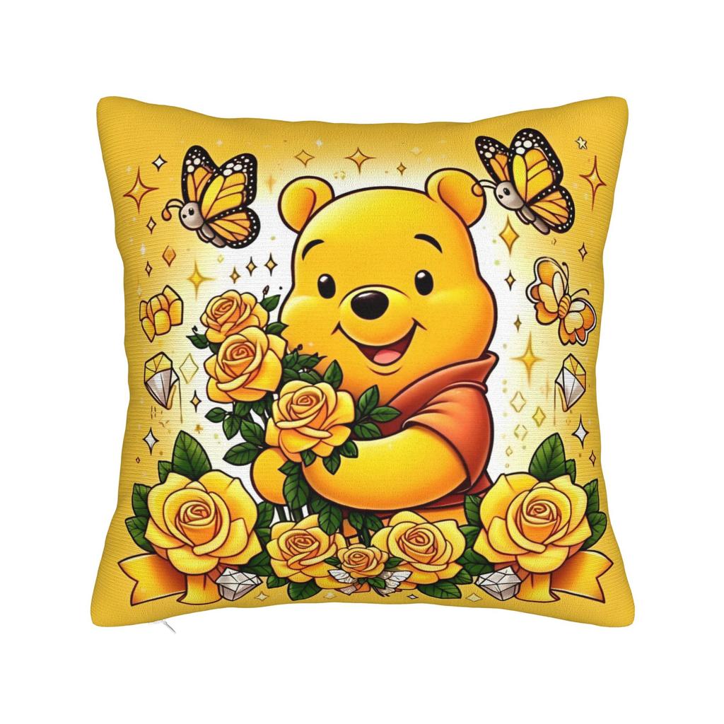 Federa per Cuscino Quadrata Cartone Animato Winnie the Pooh Poliestere Decorativa Maialino Tigro Ih-Oh, Federa 45*45cm