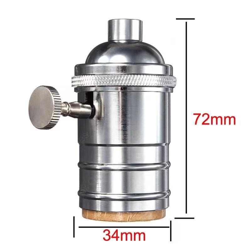 Retro aluminiowy uchwyt lampy z miedzianym przełącznikiem obrotowym E26/E27