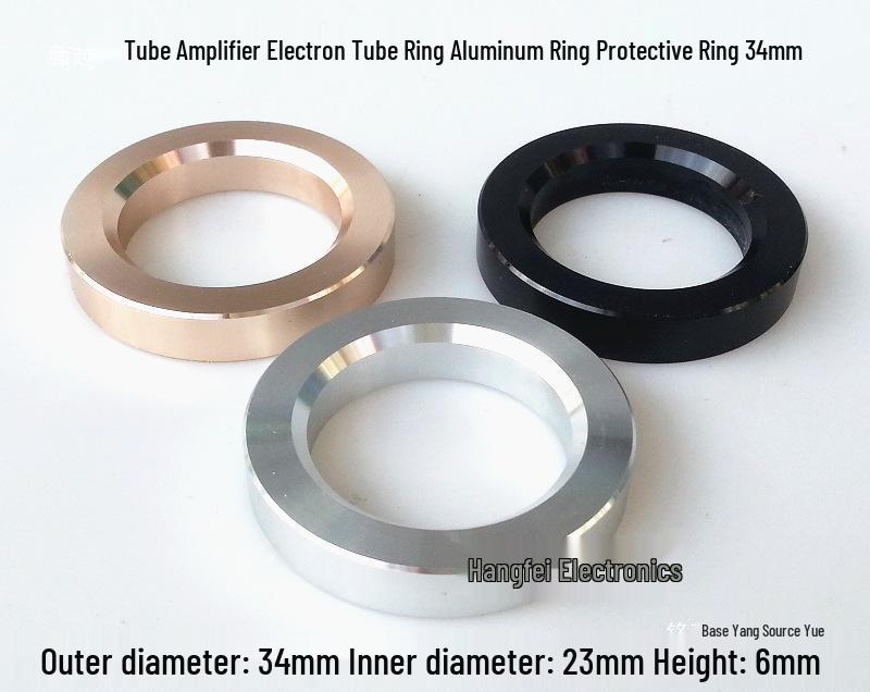 

34mm Aluminum Protective Ring for Tube Amplifiers Compatible with 12AX7, 12AT7, 6922, EL84, 6N1 Tubes Glossy Silver