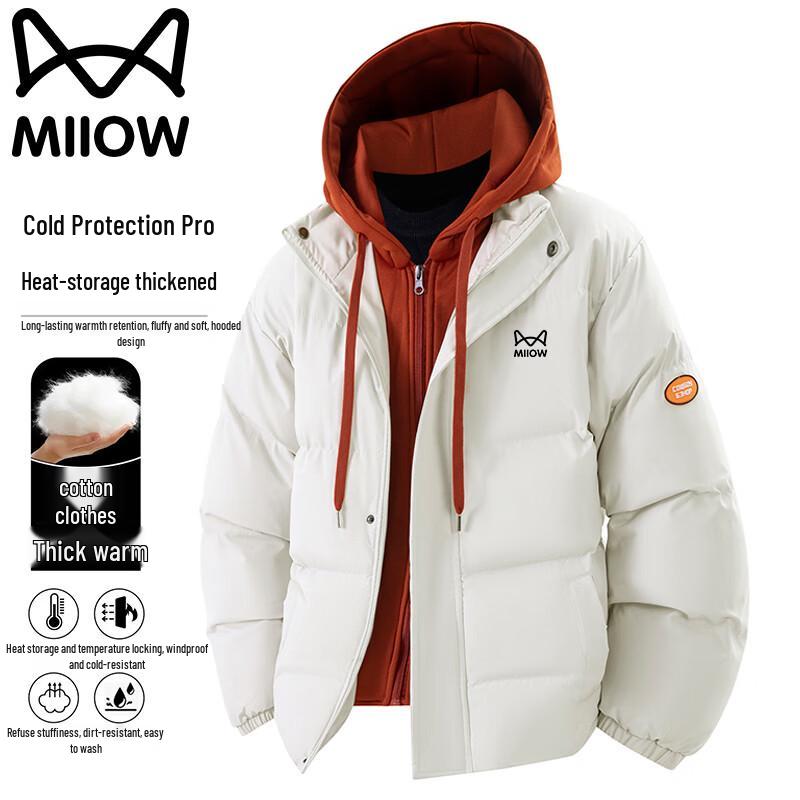 MiiOW Men's Faux Two-Piece Hooded Padded Jacket