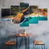 Hawaii Kauai Beach Cliff Scenery 5 Piece Five Panel Wall Canvas Print Modern Art Poster Picture Home Decor Gift For Him For Her
