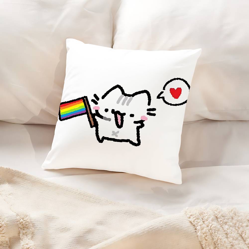 Cute B-Basiilleaf Cat Customizable Square Pillowcases, Stylish And Soft, Perfect For Beds, Cars, And Sofas.