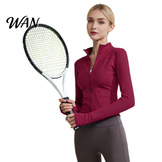 Thumb Hole Sleeves Yoga Top Women Long Sleeve Workout Tops Quick Dry Full Zip Crop Athletic Slim Sweat-wicking Wear Fit Shirts Sportwear with