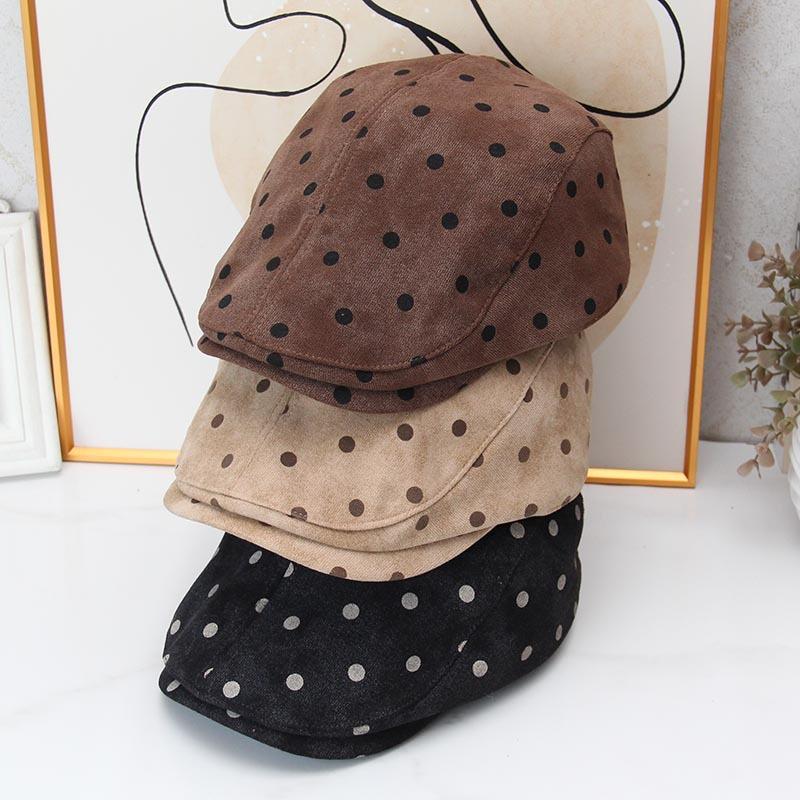 New cute retro Hong Kong style polka dot forward hat children autumn and winter fashion versatile painter hat peaked cap tide