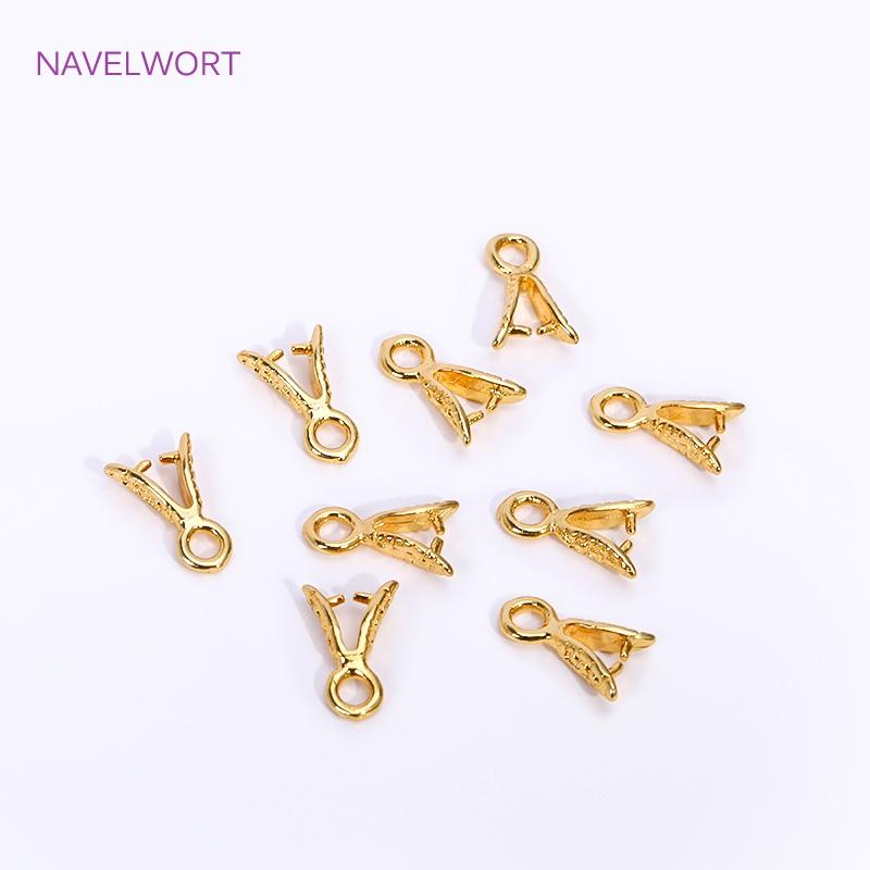 18K Gold Plated Brass Pendant Clasps Pinch Clip Bail Hooks Connector,Pinch Pendant Bail,Jewelry Making Supplies Wholesale