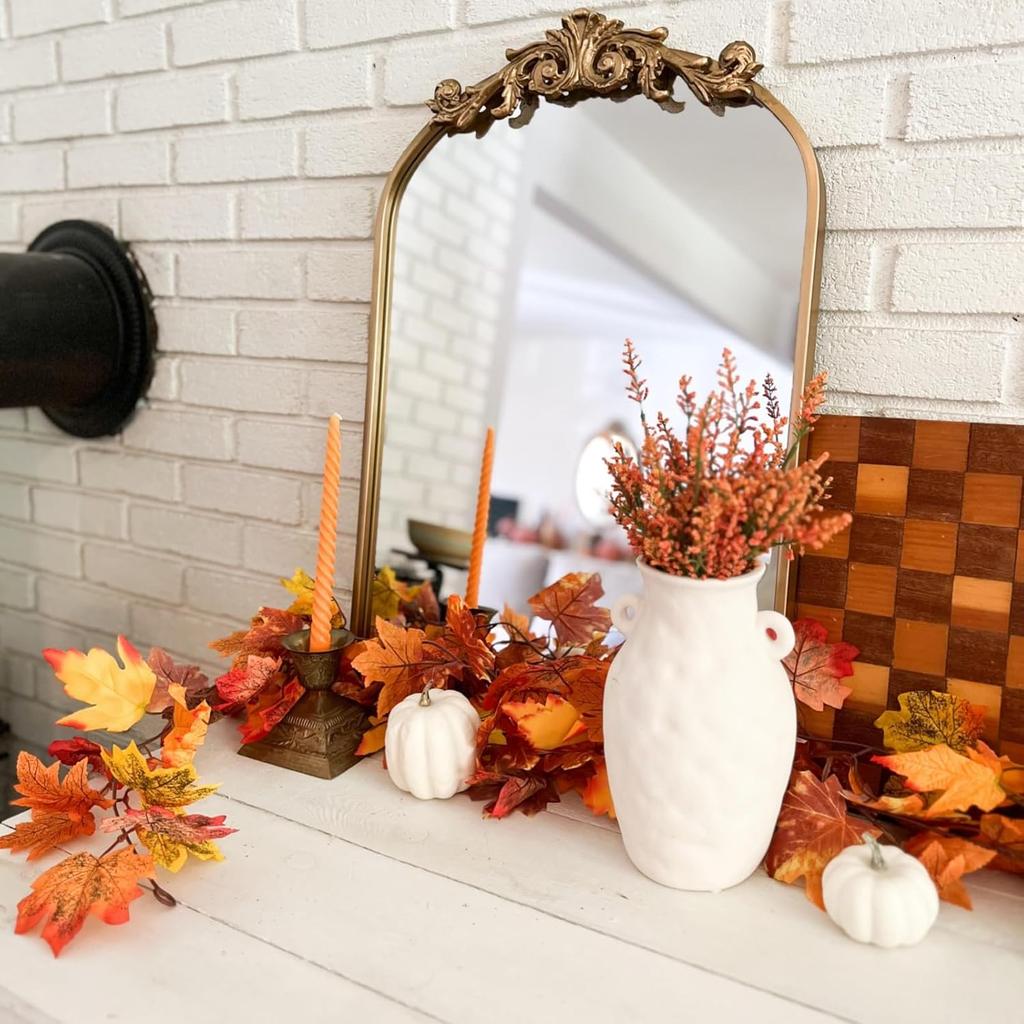 CQURE 10 Pack Fall Leaf Garland, Hanging Vines Garland Artificial Fall Maple LeavesThanksgiving Decor for Home Wedding Fireplace Party