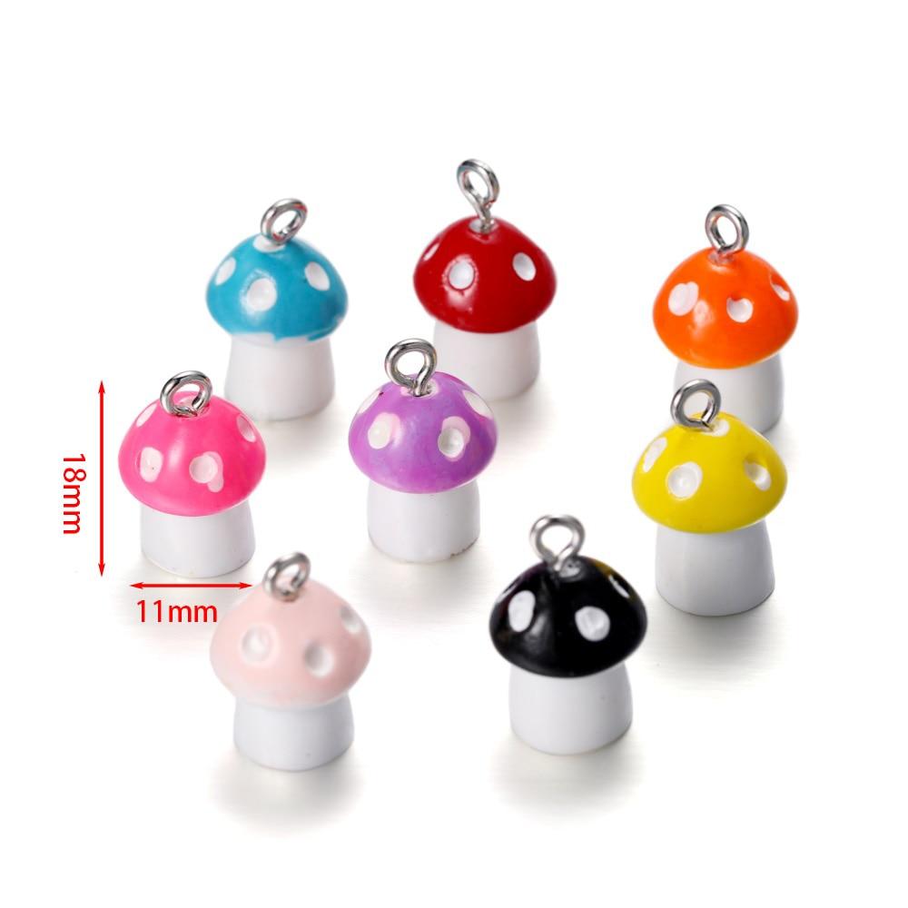 10Pcs/Lot 11x18mm Mushroom Pendants Charms DIY Findings Keychain Bracelets Pendant for Necklace Jewelry Making Accessories