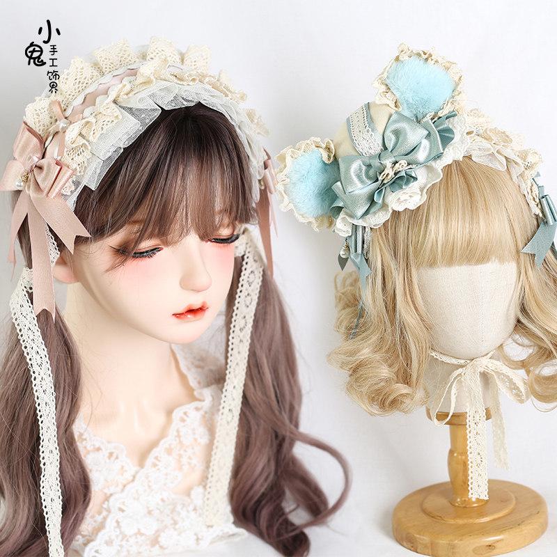 Original Handmade Angel Bear Boy Headband Small Accessories Small Top Hat Sweet Cute Bear Ear Lolita Flower Ball