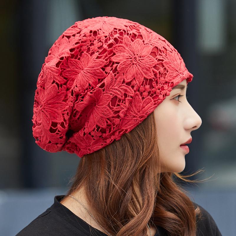 Women's Summer Lace Slouchy Hat - Breathable, Stylish, Thin White Hair Cover