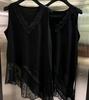 2026 Early Spring Lace Patchwork V-neck Irregular Long Vest Women's Sleeveless Layering Top