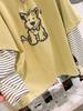 Plus Size Cartoon Striped Long-Sleeve Two-in-One Women's T-Shirt
