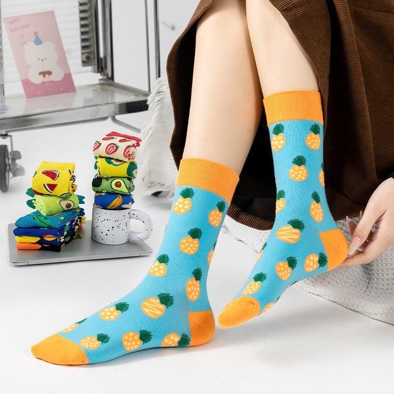 6 Pairs New Lovelty Cute Women and Men Funny Socks Fruit Lemon Banana Watermelon Avocado Happy Casual Socks EU37-44