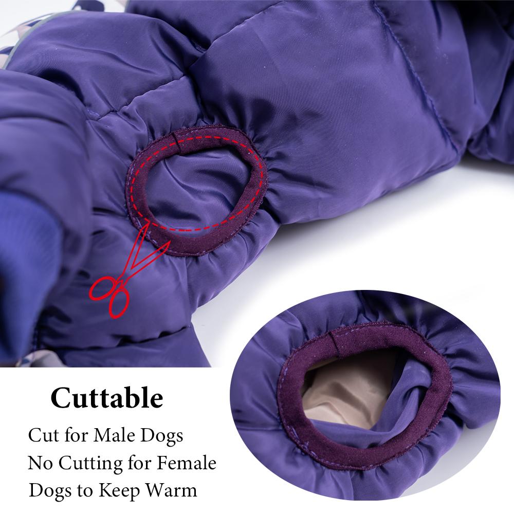 Waterproof Winter Dog Snowsuit, Fully Closed Belly Puffy Windproof Overalls For Outdoor Medium Male Female Dogs Pet Supplies