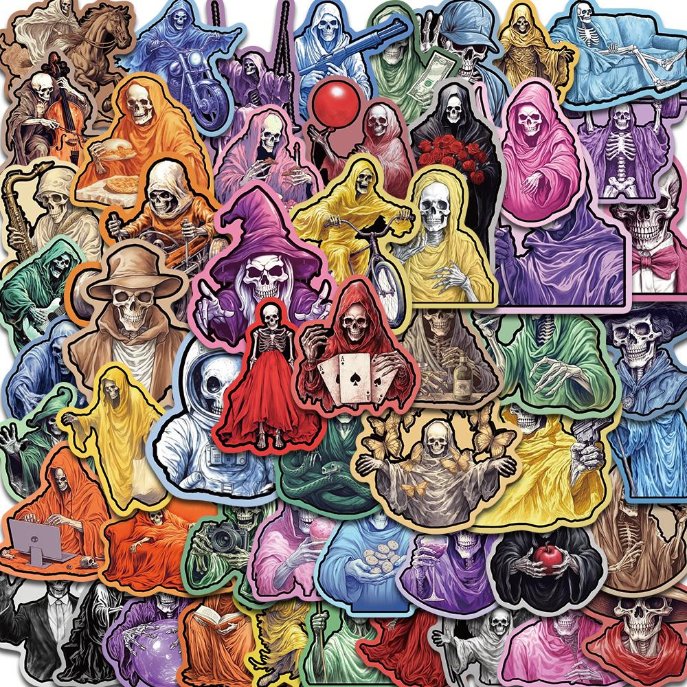 

50PCS The Secret of Skeleton People Stickers Cartoon Aesthetic Laptop Luggage Motorcycle Cafe DIY Laptop Classic Decal