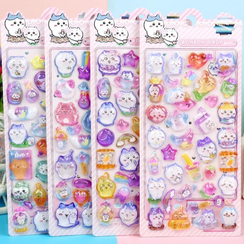 4pcs Cute Cartoon Fun 3d Stickers Chiikawa Stickers Decorate Water Bottles Notebooks Home Decoration Children'S Holiday Gifts