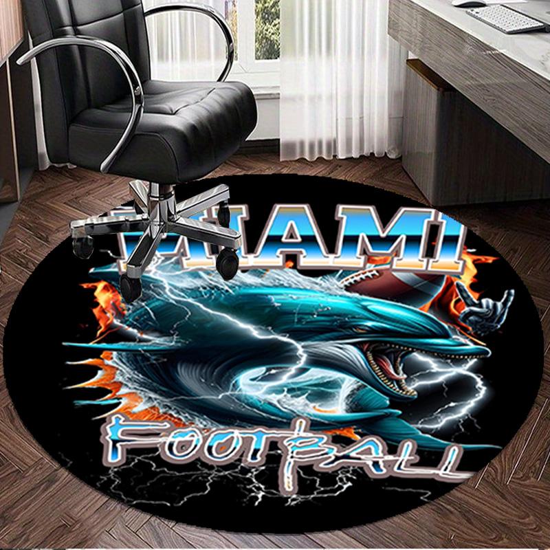 Dolphins Team Logo Artwork Round Rug for Livingroom,Bedroom, Palyroom, Chair Rug, Area rug, Circle Carpet, Large Size Fan Christmas gift