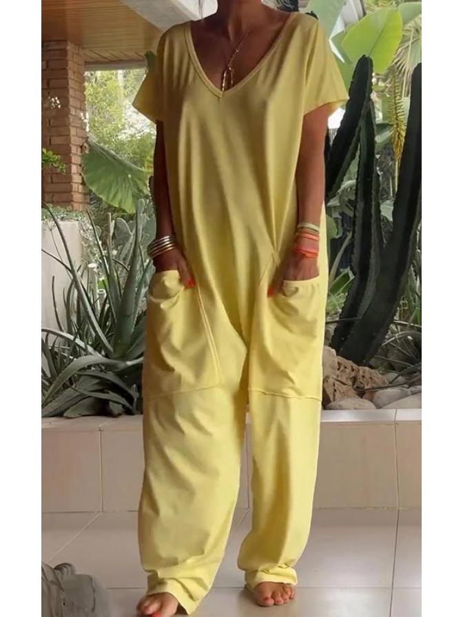 2026 Spring/Summer Euro-American Trendy Oversized Jumpsuit with Large Pockets 4XL жёлтый