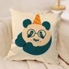 Panda tropical leaves Cushion Cover Silky Short Plush Invisible Zipper Dustproof Sofa Pillow Case for Home Decor