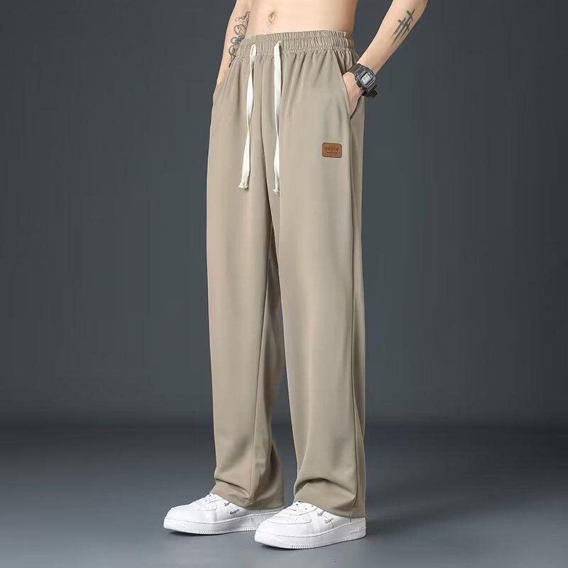 Men’s Summer Thin Wide-Leg Ice Silk Trousers – Loose Fit Casual Dress Pants
