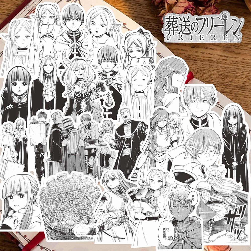 10/30/70pcs Anime Frieren: Beyond Journey's End Stickers Black White Cartoon Decal DIY Guitar Fridge Luggage Fern Himmel Sticker