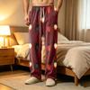Herren Corduroy Schlafanzughose mit Aufdruck und Taschen, Lässige Schlafhose