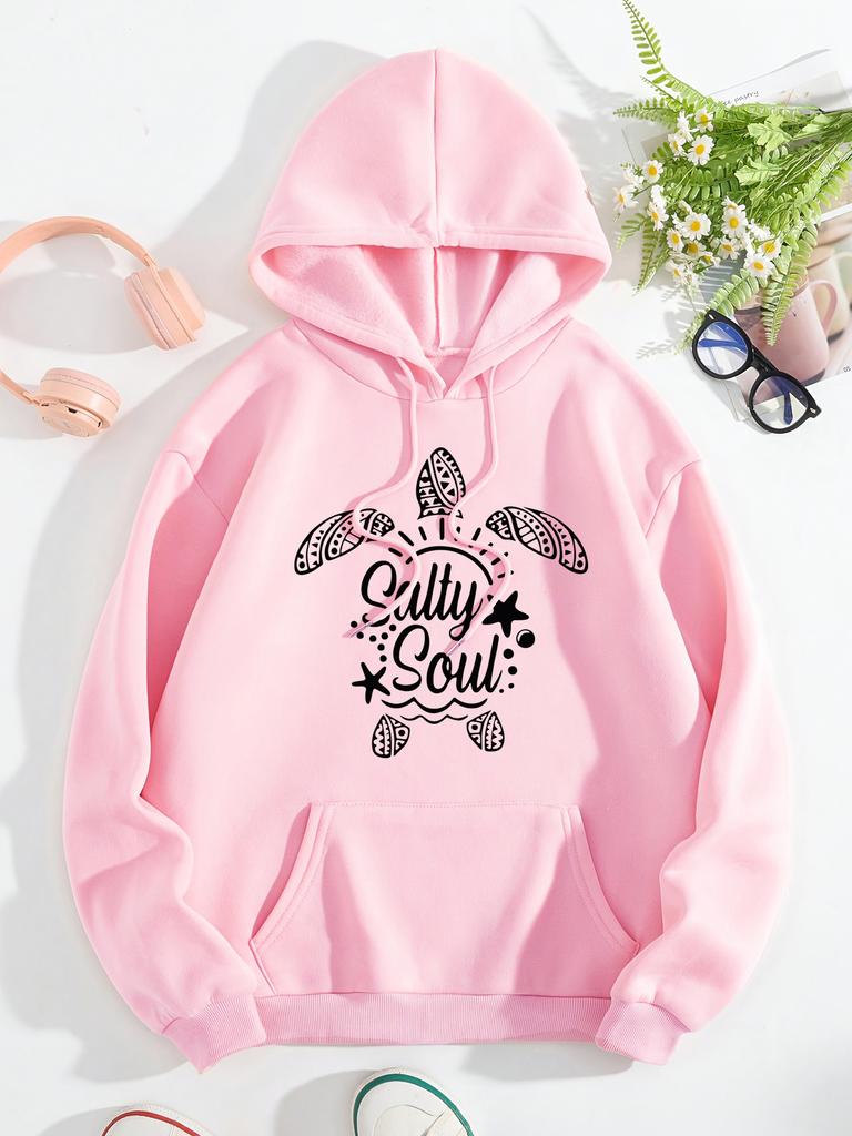 Salty Soul Turtle Creative Prints Women Hoodies Hip Hop Loose Streetwear All-Match Fleece Hoody Autumn Multicolor Woman Hoodie