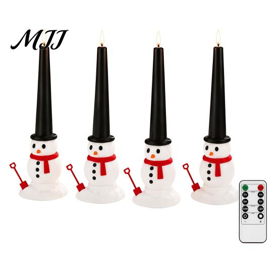 Unique Holiday Interior Lighting Christmas Candle Light, 3D Printed Santa Snowman Tree Light with Remote Decor Control, LED Ghost Flameless