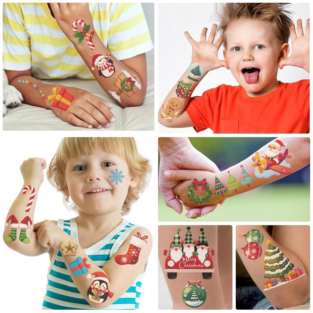 Waterproof Christmas Party Tattoo Stickers for Kids - Disposable and Festive