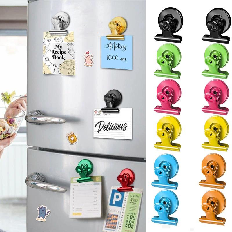 12Pcs Creative Refrigerator Magnetic Clip Office Supplies Document And Bill Clip Can Also Be Used For Food Bag Clip