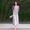 2026 Summer New French Lazy Style Hollow Knitted Hoodie, Satin Strap Skirt, Slimming Style Set for Women