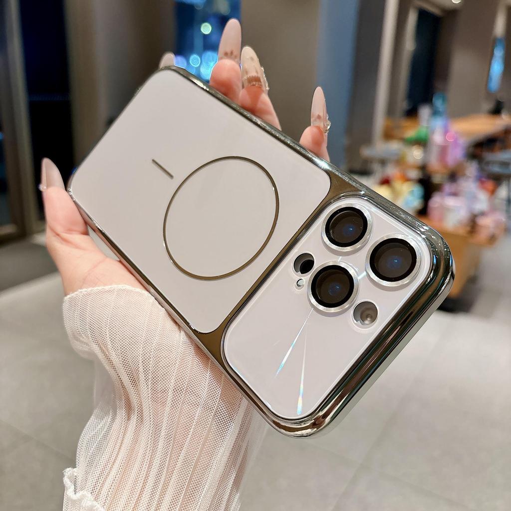 Electroplated Magnetic Thin Ring Case for iPhone 16 Pro Max with Lens Protective Film