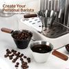 Precise Capacity Measure Tool for Coffee Durable Nonrust Steel Espressos Measuring Device Feature Elegant Wood Design