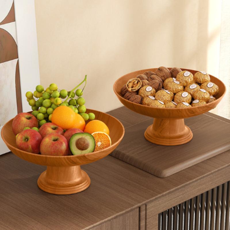 Nordisch Retro Holz Snack Obstschale Abnehmbare Obstplatte Hohe Fußplatte Heim Schreibtisch Lagerregal