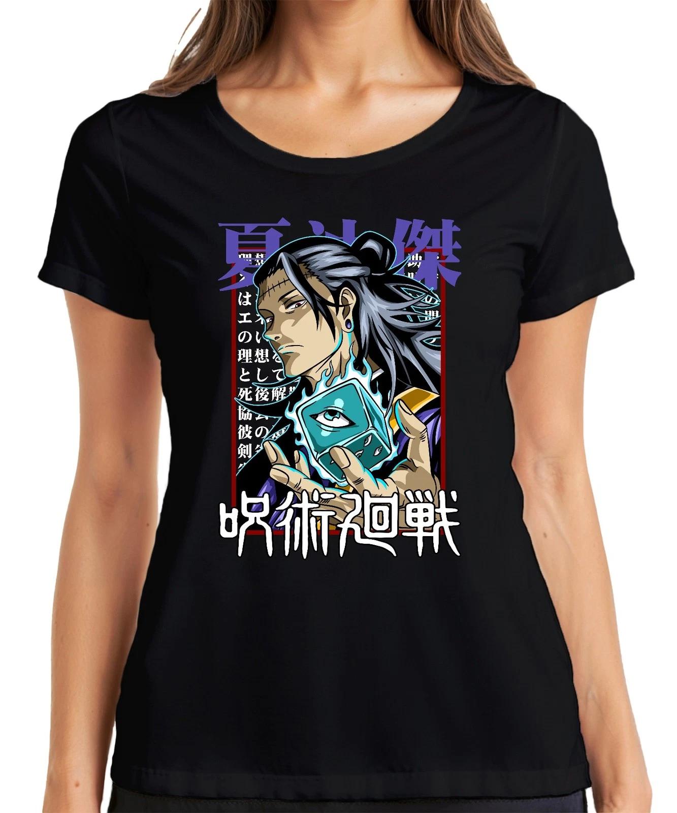 Jujutsu Kaisen Anime Manga Auge Würfel Flamme düster Geschenk Damen T-Shirt XL