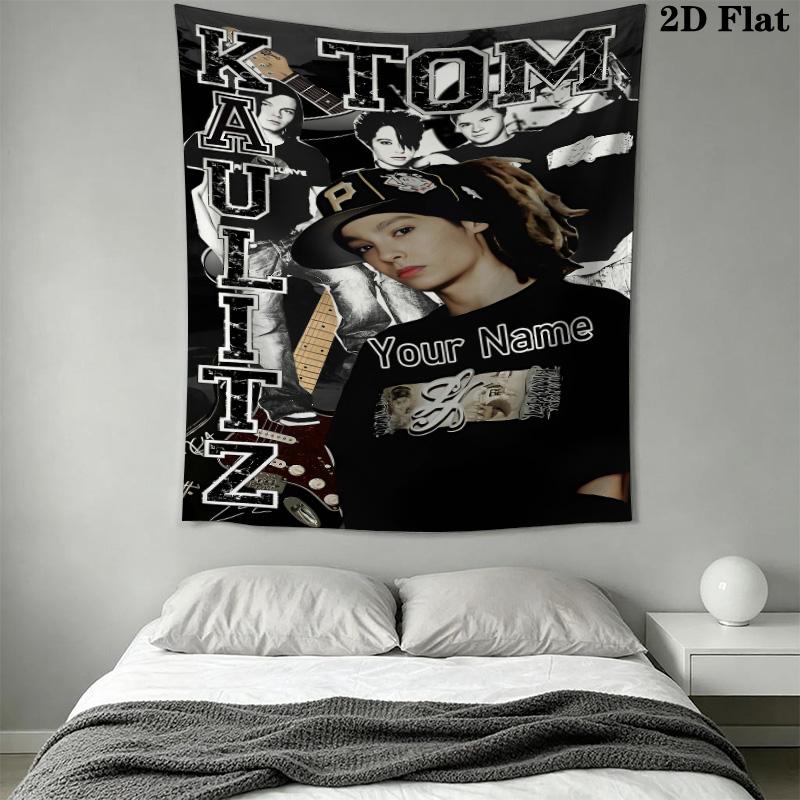 Tom Kaulitz Custom Name Wall Tapestry Aesthetic Wall Hanging Printed Fabric Blanket Decorative Tapestries for Bedroom Living Room Home Decor