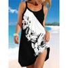 Ladies Fashion 3D Printed Pattern Elegant Slip Dress