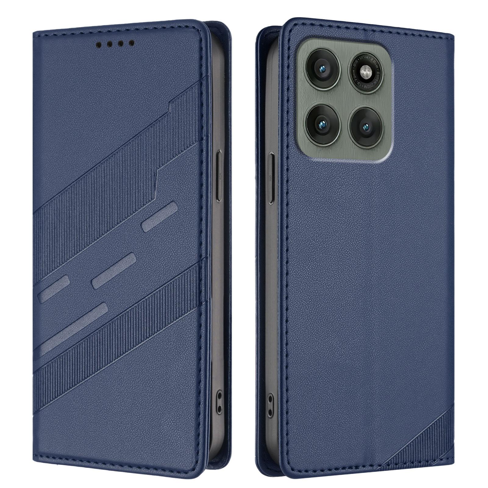 

Для Motorola Edge 60 Pro 5G Чехлы для телефонов Панк-стиль Тисненый Кошелек Подставка Кожаная обложка Dark Blue