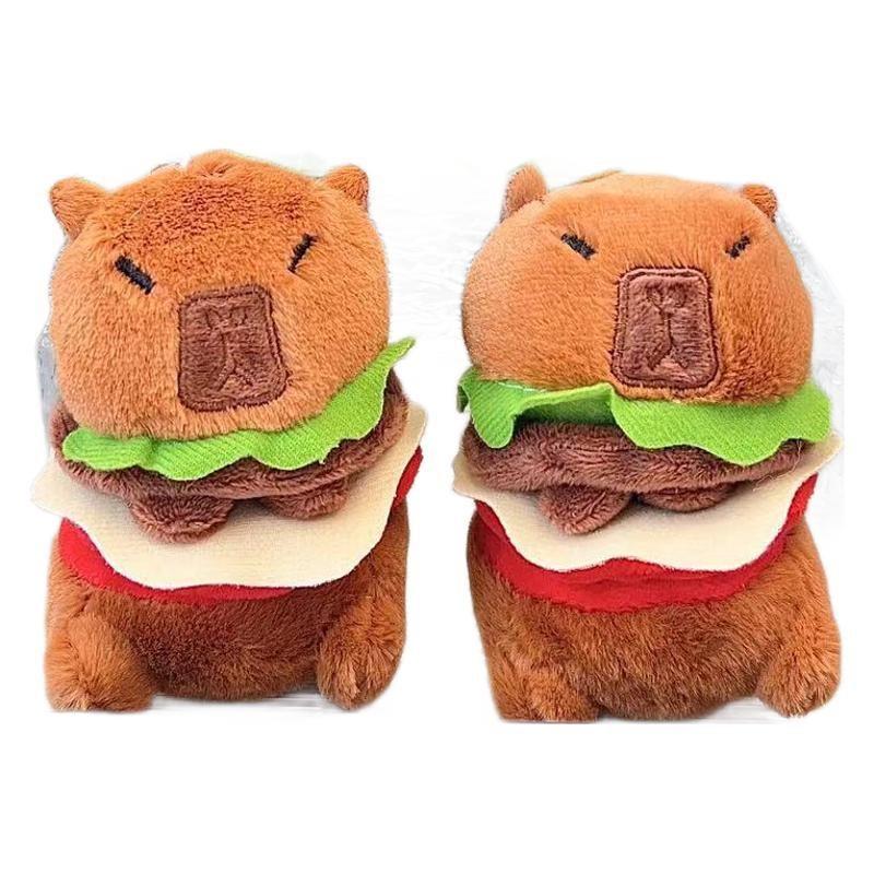 Hamburger Capybara Unique Plush Toy Keyring Perfect Size For Backpack And Accessories Bag